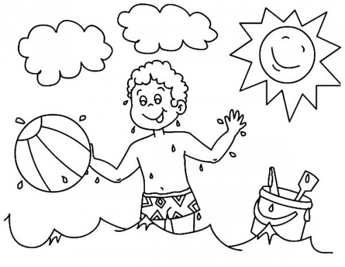 Coloriage d'un ballon de plage sur un fond simple