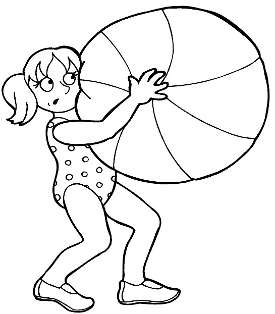 Coloriage d'un ballon de plage coloré sur fond simple