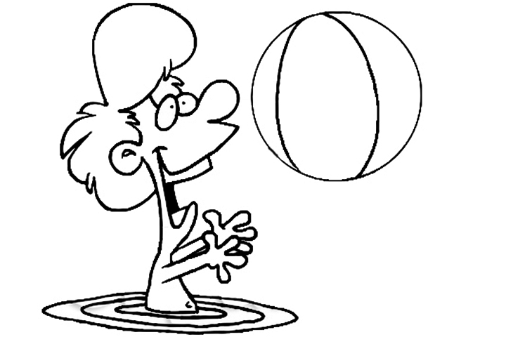 Coloriage d'un ballon de plage coloré et joyeux sur un fond simple