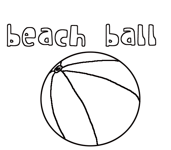 Coloriage d'un ballon de plage sur fond de sable et d'eau