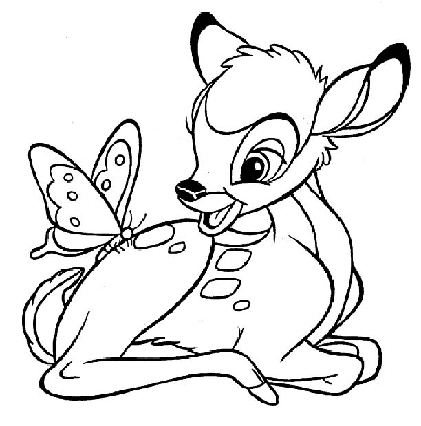 Coloriage de Bambi dans la forêt avec ses amis
