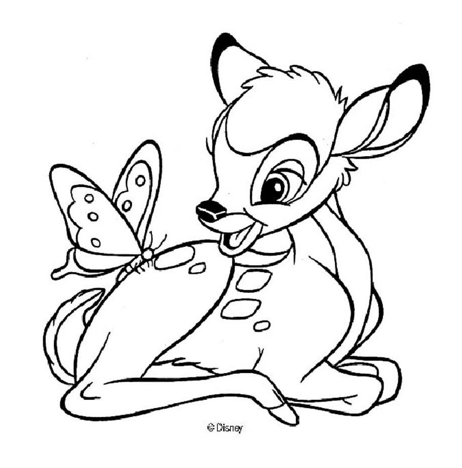 Coloriage de Bambi dans une forêt paisible