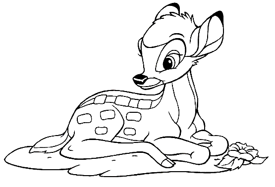 Coloriage de Bambi dans la forêt avec ses amis
