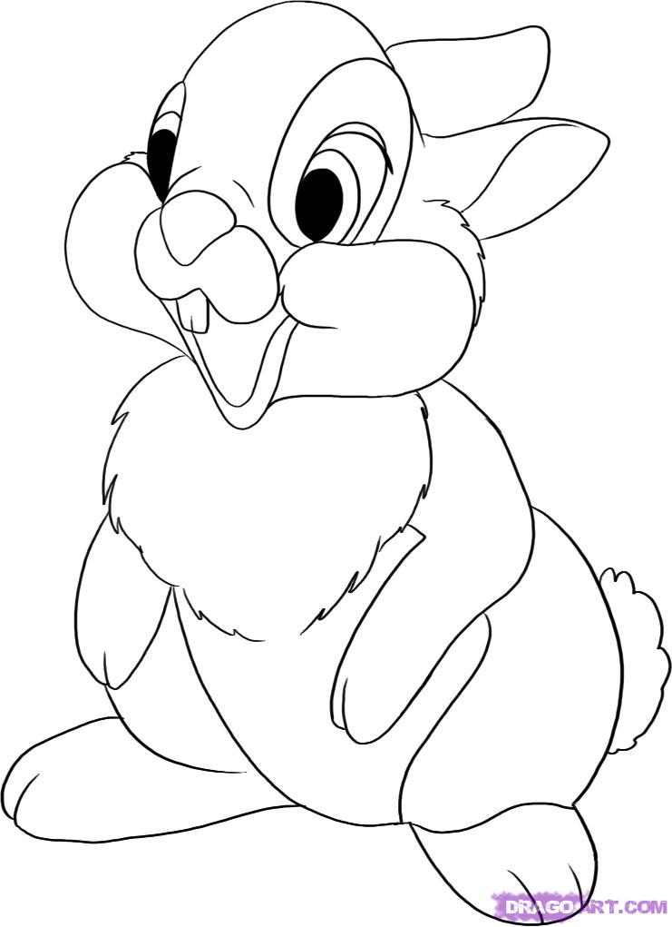 Coloriage de Bambi se tenant dans une clairière en pleine nature