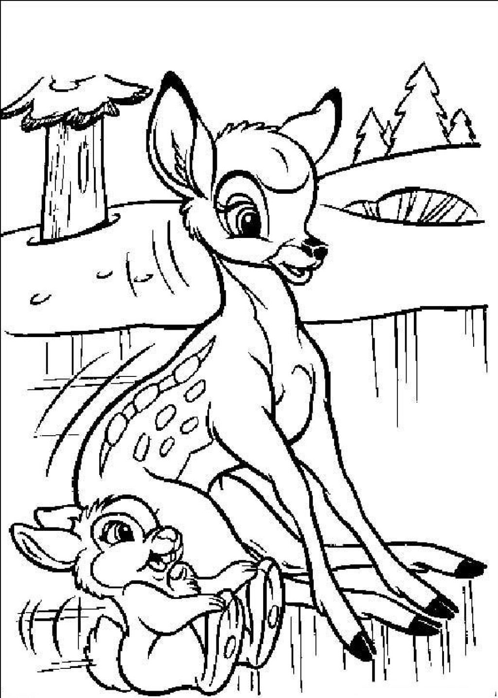 Bambi et son ami Thumper explorent la forêt
