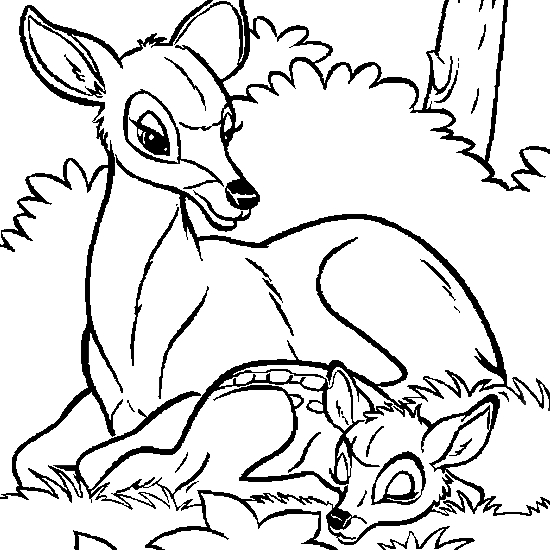 Bambi explorant la forêt entouré de fleurs et d'arbres