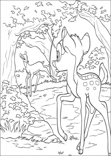 Coloriage de Bambi et ses amis dans la forêt Coloriage de Bambi et ses amis dans la forêt