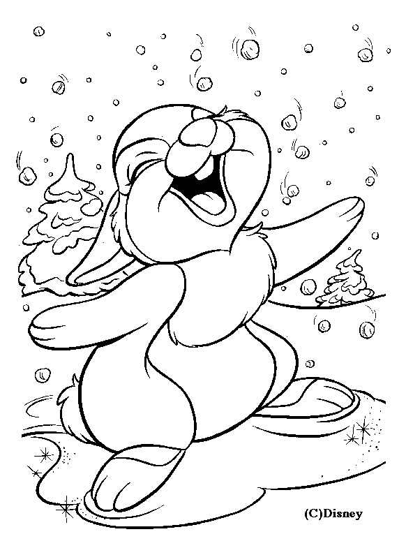 Coloriage de Bambi dans la forêt avec ses amis