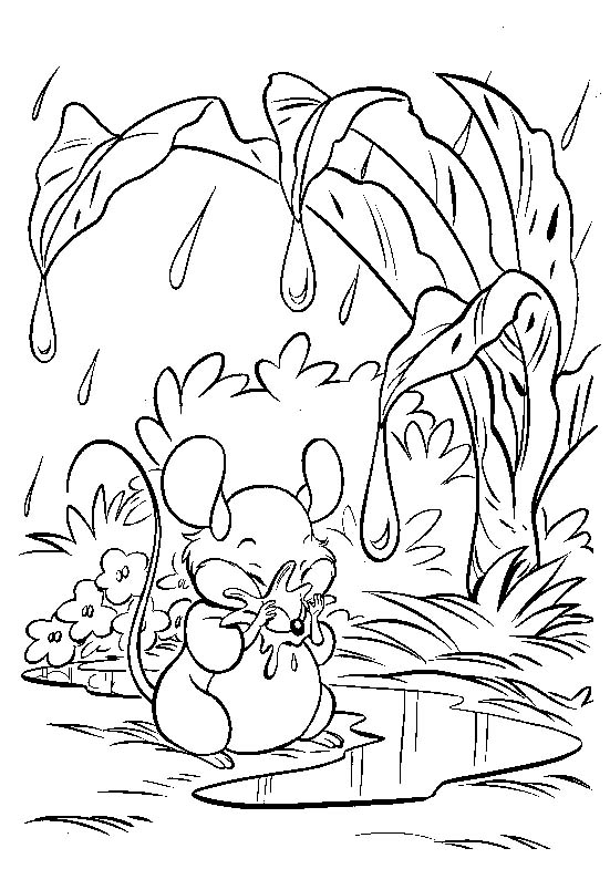 Coloriage de Bambi se reposant sous un arbre dans la forêt