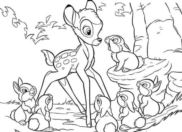 Scène de Bambi explorant la forêt avec des amis