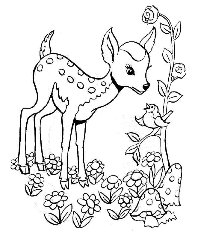 Bambi et ses amis dans une scène naturelle