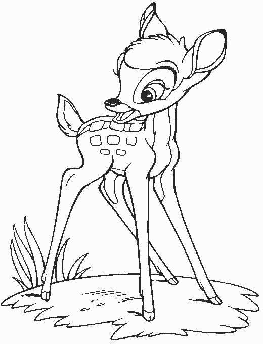 Coloriage de Bambi et de son ami Thumper dans la forêt
