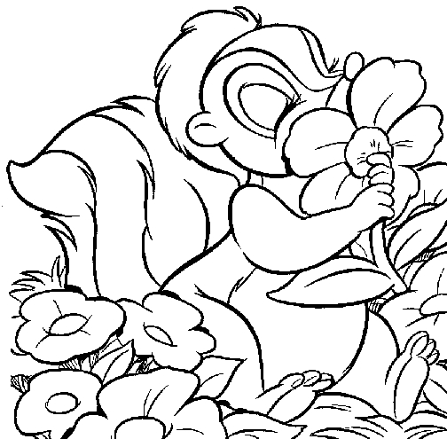 Coloriage de Bambi se reposant dans la forêt