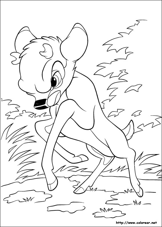 Coloriage de Bambi dans une clairière ensoleillée