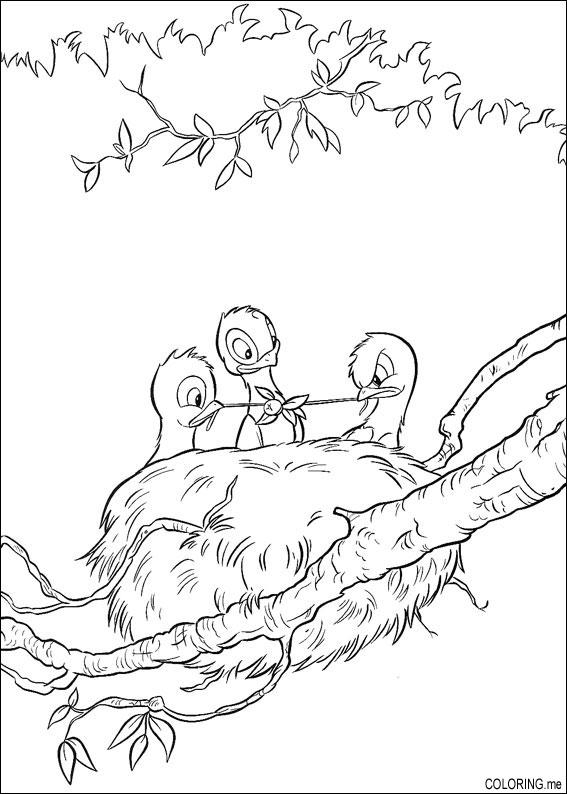 Coloriage de Bambi dans la forêt avec un papillon