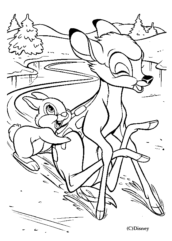 Bambi et ses amis dans une forêt paisible
