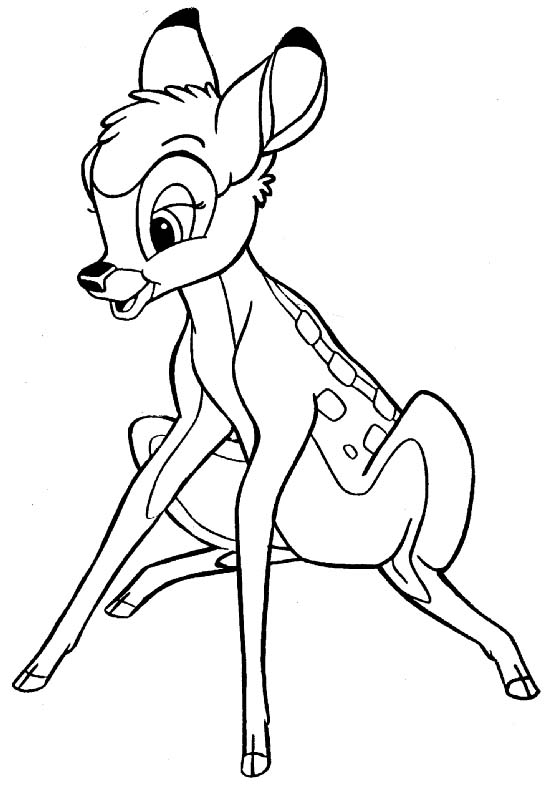 Coloriage de Bambi se reposant dans la forêt