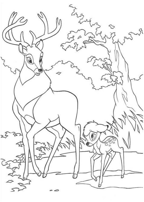 Bambi se repose paisiblement sous un arbre dans la forêt