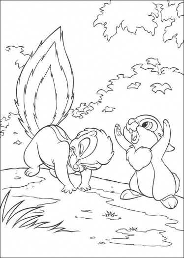 Coloriage de Bambi se reposant dans la forêt