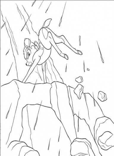 Coloriage de Bambi dans la forêt avec des amis