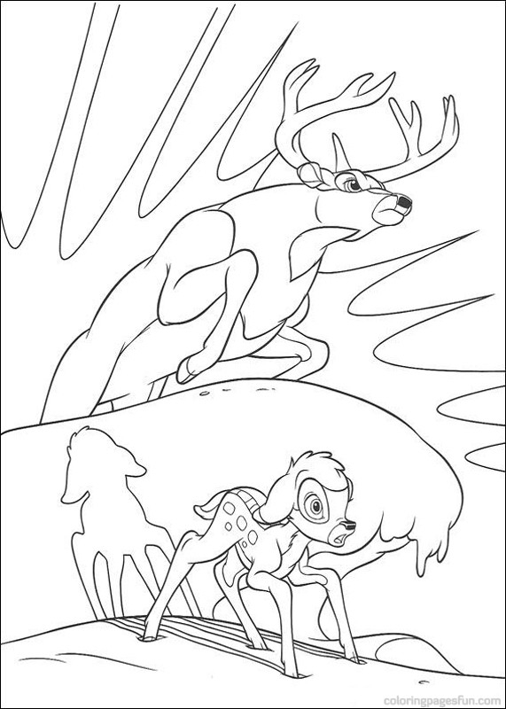 Coloriage de Bambi dans la forêt avec ses amis