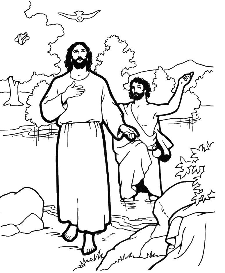 Coloriage de baptême avec une famille réunie autour d'un enfant