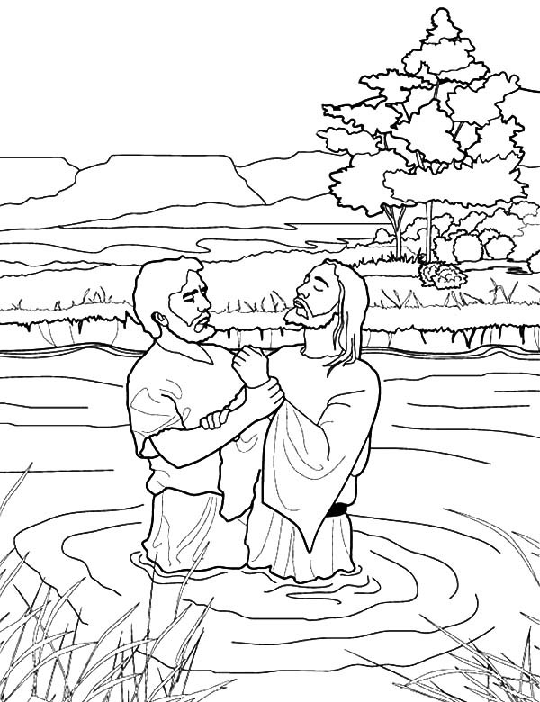 Coloriage d'un baptême avec une scène de célébration et de famille