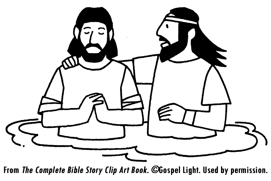 Coloriage d'un baptême avec un bébé, des parents et des symboles religieux