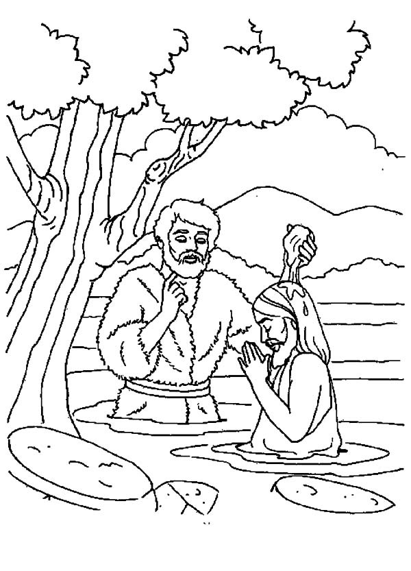 Coloriage d'un baptême avec une famille réunie autour de l'enfant