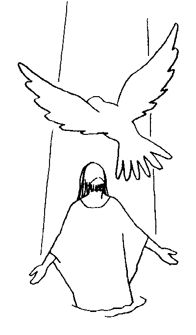 Coloriage d'un baptême avec des symboles religieux et festifs