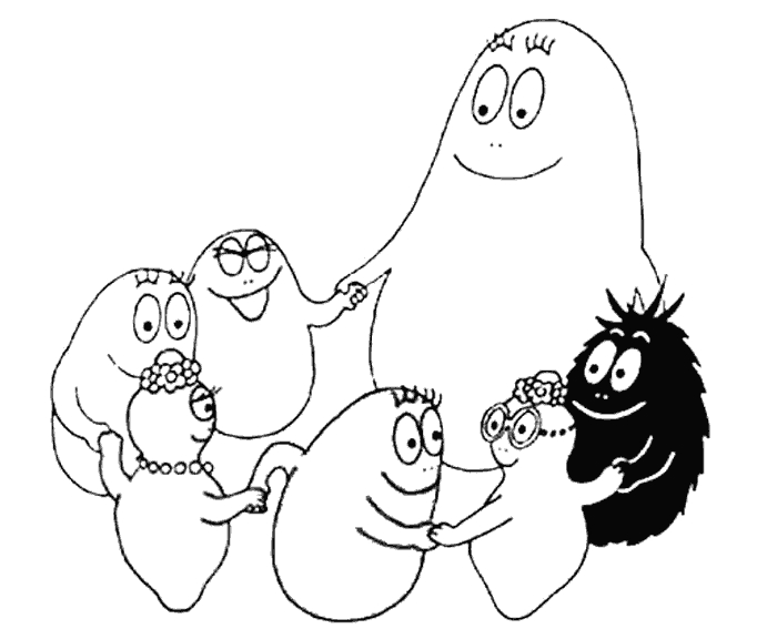 Barbapapa et ses amis dans un jardin coloré
