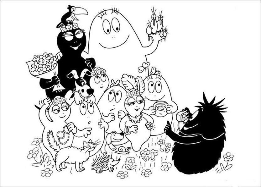 Barbapapa jouant dans un monde coloré