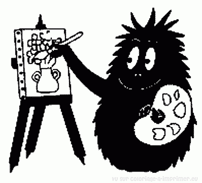 Coloriage de Barbapapa et ses amis dans un décor ludique