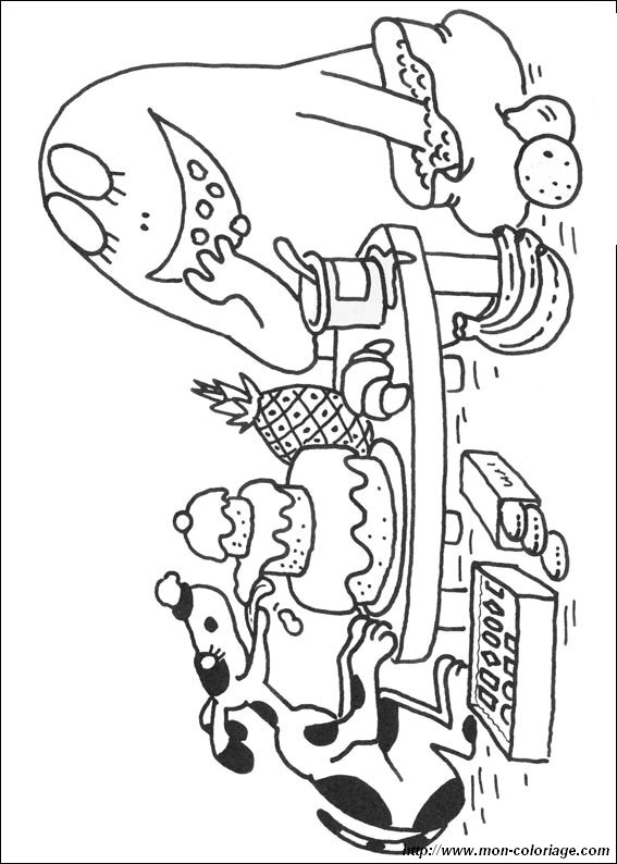 Coloriage de Barbapapa en train de s'amuser dans un paysage joyeux