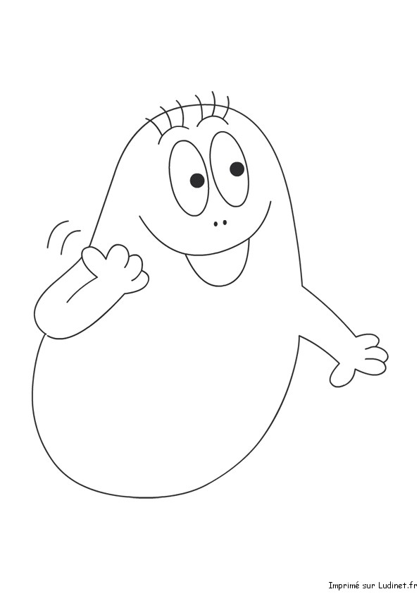 Coloriage de Barbapapa en pleine aventure au milieu de la nature
