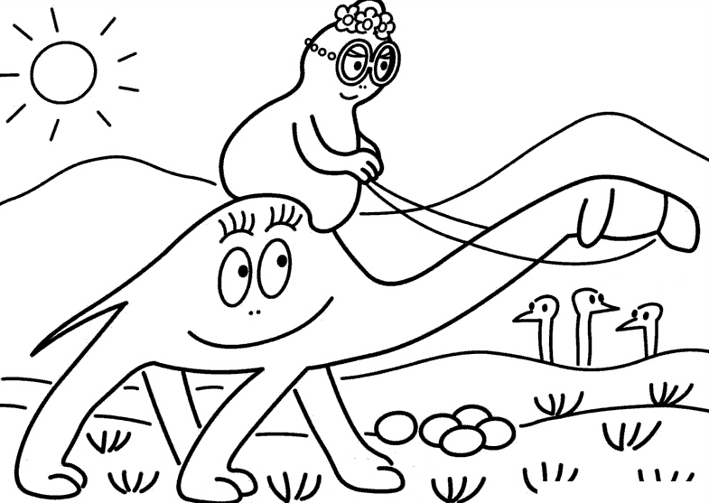 Barbapapa en pleine aventure avec ses amis dans un décor joyeux