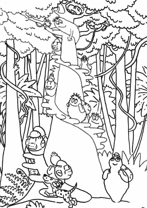Barbapapa et ses amis dans un jardin coloré