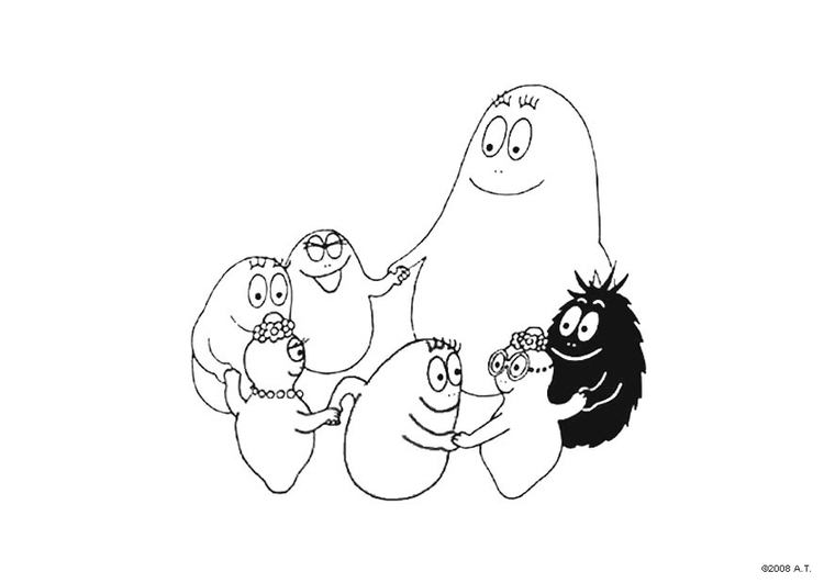 Barbapapa et ses amis s'amusent dans un paysage joyeux
