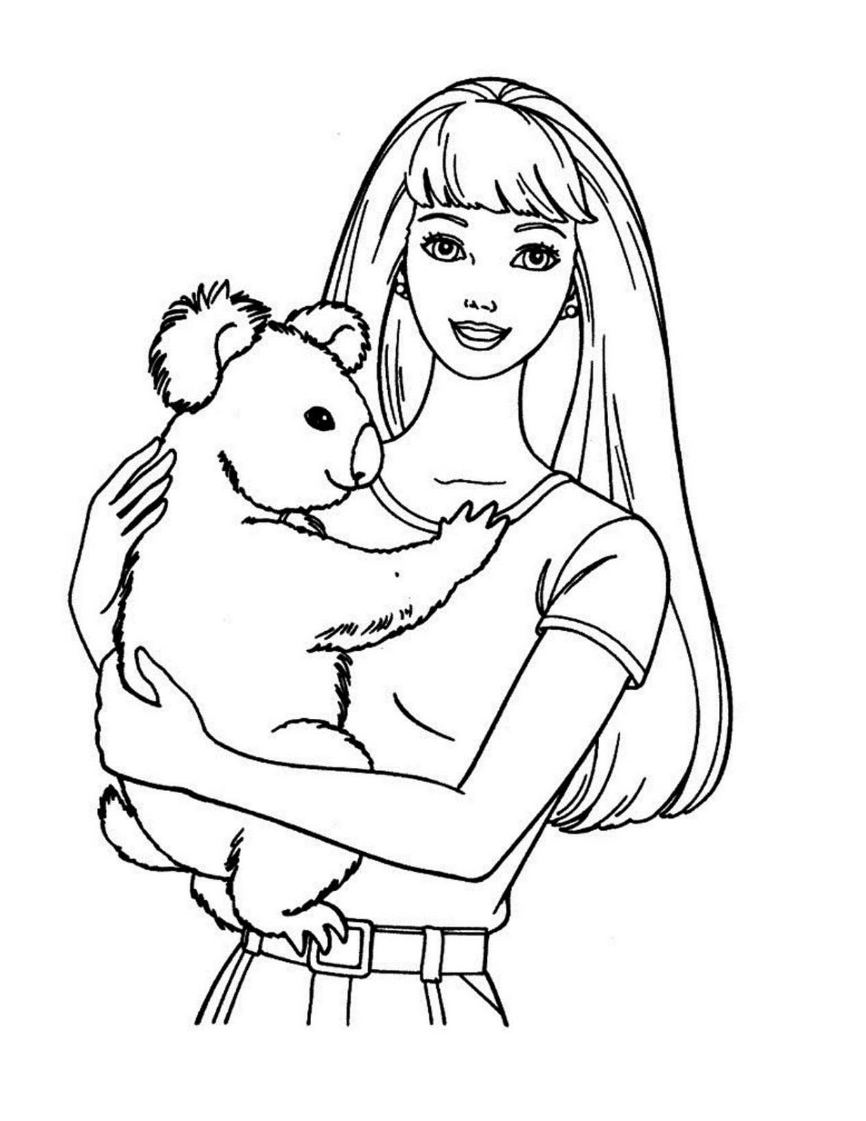 Barbie en pleine séance de coloriage avec un décor floral