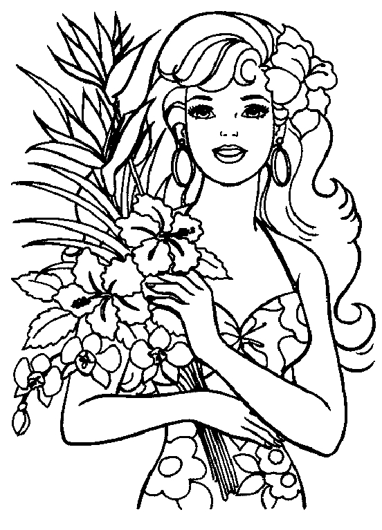 Barbie dans une pose élégante entourée de fleurs