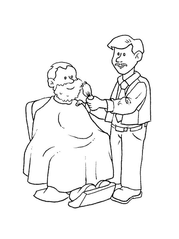 Un barbier en pleine activité avec ses outils et un client