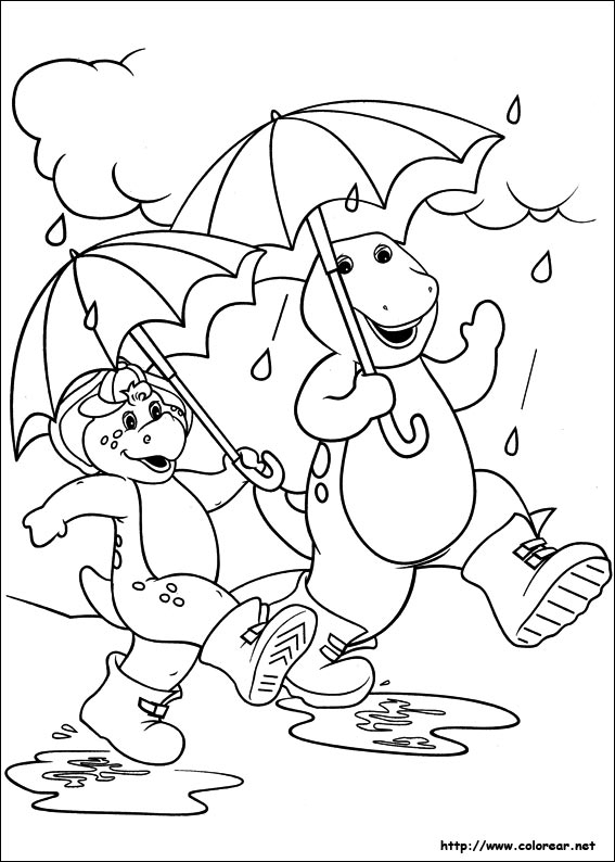 Barney et ses amis jouant ensemble dans un paysage joyeux
