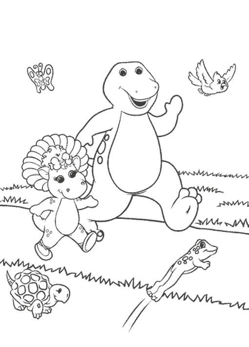 Barney et ses amis s'amusent dans un cadre coloré