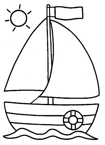 Coloriage d'un bateau de croisière naviguant sur une mer calme