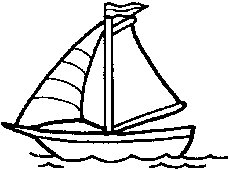 Coloriage d'un bateau naviguant sur une mer calme