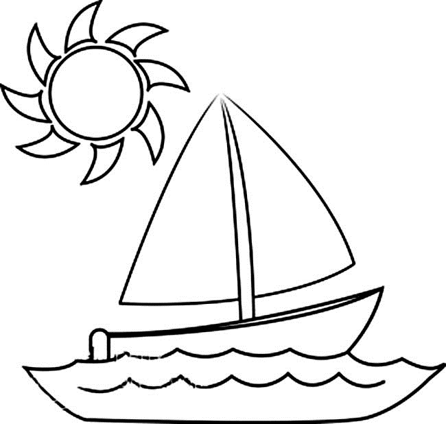 Coloriage d'un bateau de navigation sur une mer calme