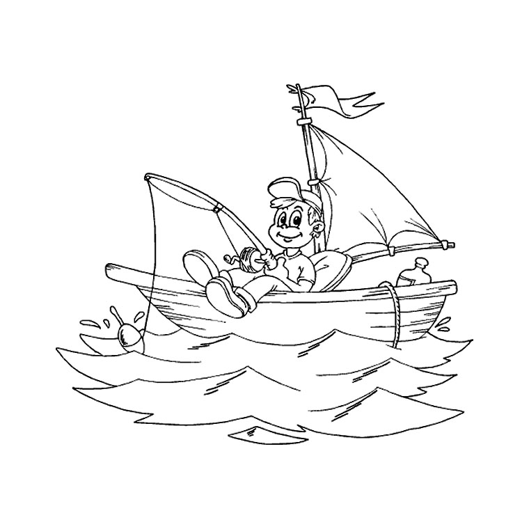 Coloriage d'un bateau naviguant sur une mer calme Coloriage d'un bateau naviguant sur une mer calme