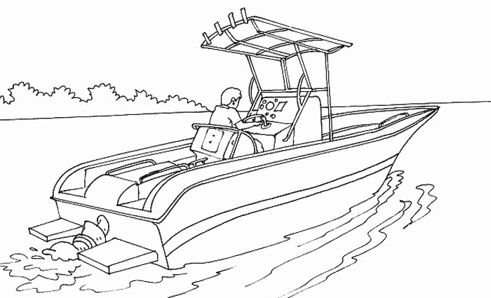 Coloriage d'un bateau de navire sur une mer calme