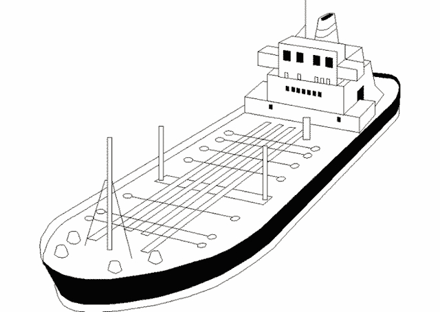 Coloriage d'un bateau navire à voile sur la mer