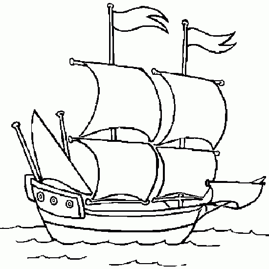 Coloriage d'un bateau-navire voguant sur une mer calme Coloriage d'un bateau-navire voguant sur une mer calme